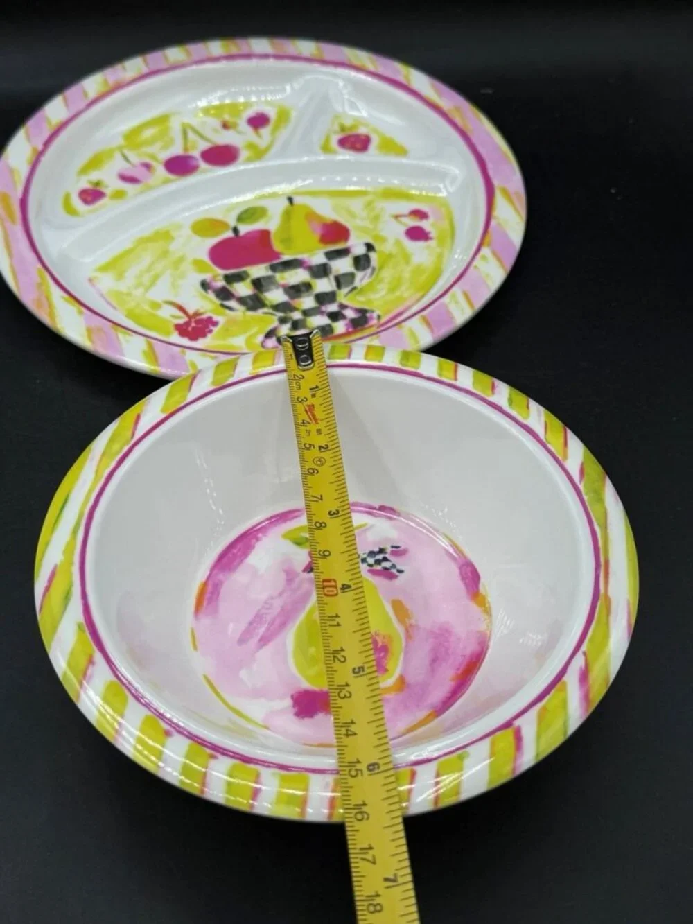 MacKenzie-Childs Fruit Bowl Pear Toddler Dinnerware Replacement Plate & Bowl